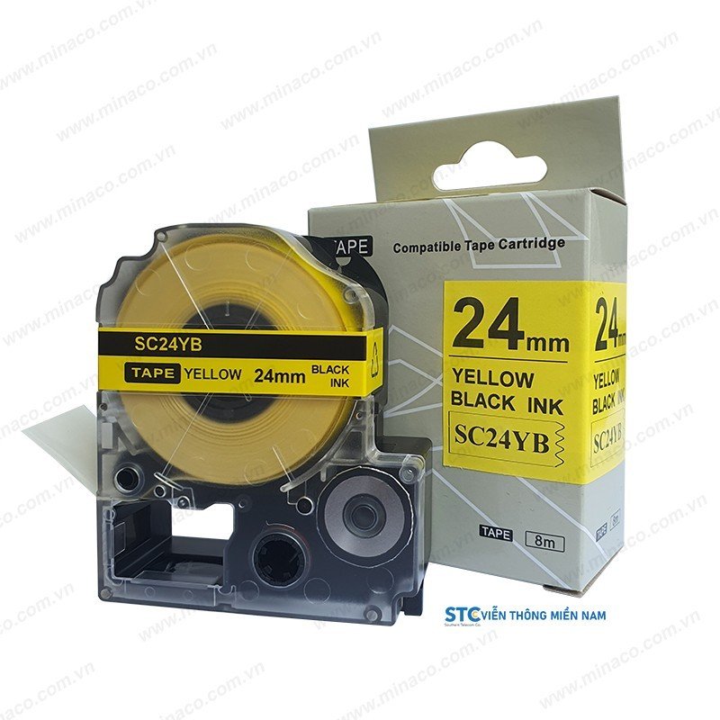 Băng nhãn SC24YB ( SC24Y ) - 24mm màu vàng cho máy Tepra / Epson