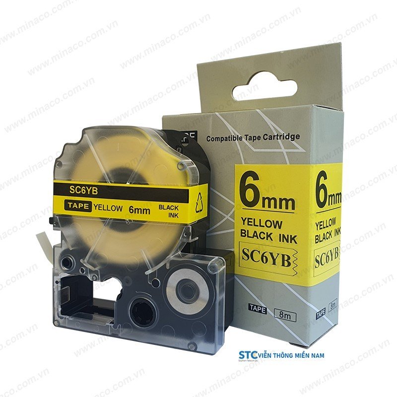 Băng nhãn SC6YB (SC6Y ) - chữ đen nền vàng 6mm dùng cho máy Tepra - Epson